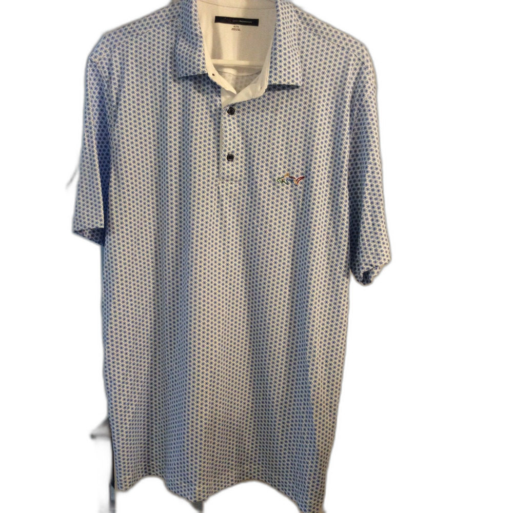 Greg Norman's Collection Golf Floral Blue print Polo XL Shirt